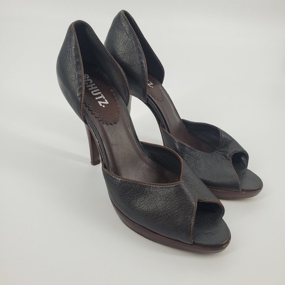 SCHUTZ Shoes - Schutz Leather Open Toe High Heel Shoes Sz 8